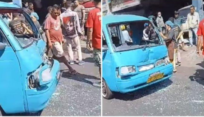 Kecelakaan Kendaraan Mikro di Depan Fresh Mart Bahu, Manado, Sulawesi Utara, Sabtu (9/9/2023).
