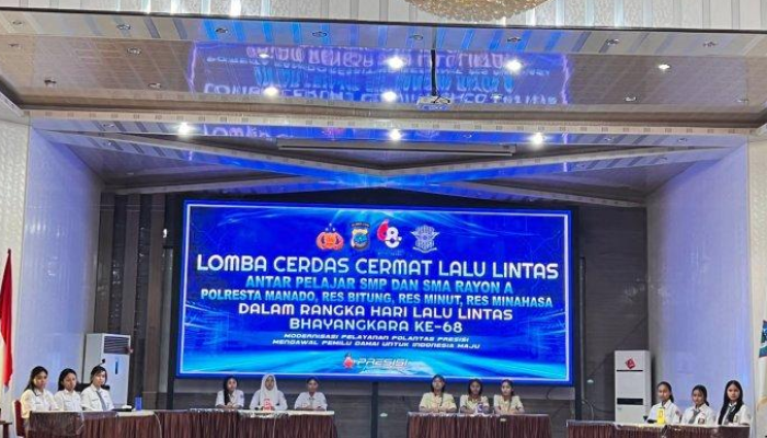 Kompetisi pintar tentang lalu lintas yang berlangsung di SH Sarundajang Hall, Kantor Wali Kota Bitung, Sulawesi Utara pada hari Selasa, 12 September 2023.