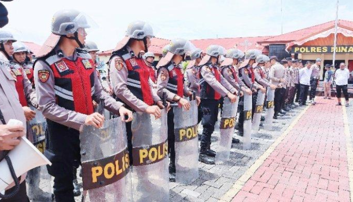 59 Polres Minahasa simulasikan pengamanan Pemilu 2024.