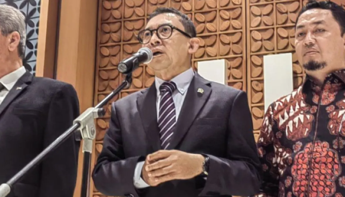 Fadli Zon, Ketua BKSAP DPR RI, berbicara di Senayan, Jakarta, pada 10 Oktober 2023.