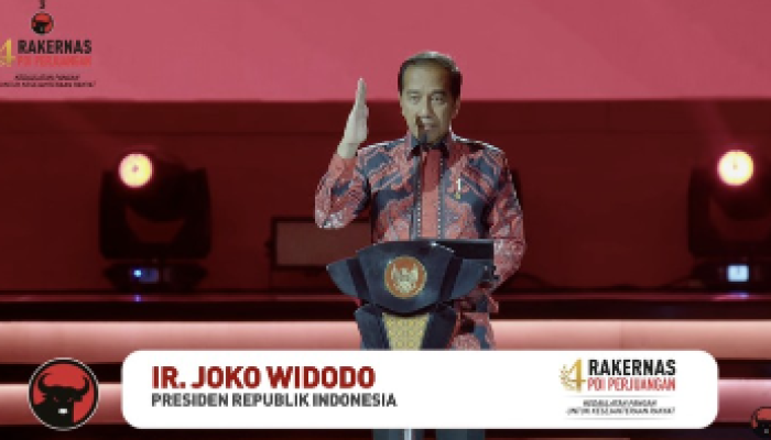 Presiden Joko Widodo pada Rakernas PDI Perjuangan.